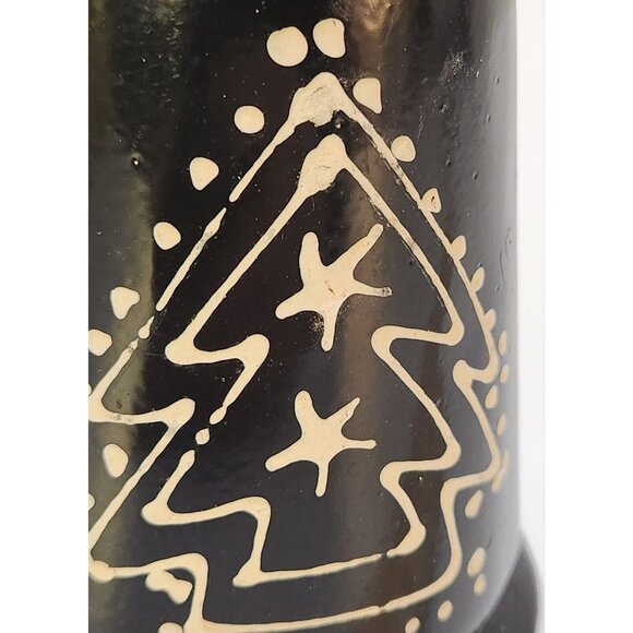 Swedish Christmas Bell Metal Hand Painted Black & White Christmas Tree Jute 5" - Picture 10 of 10